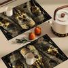 Egyptian Art Placemats Set of 4 Vintage Pharaoh Place Mats for Dining Table Kitchen Decor Washable Linen Like History Lover Gift