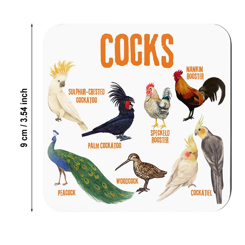 Kleurrijke vogel lederen onderzetters Set van 6, grappige onderzetters, bescherm tafel tegen vlekken, waterringen en schade, Housewarming Gift
