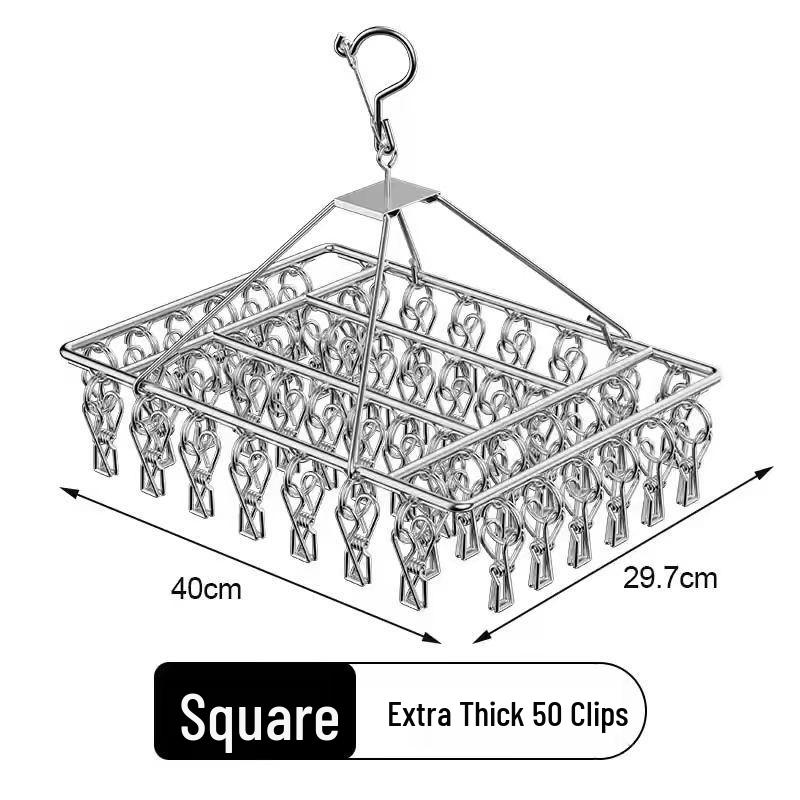 Wielofunkcyjny stojak do suszenia ubrań ze stali nierdzewnej z 20 klipsami do akademików i domów