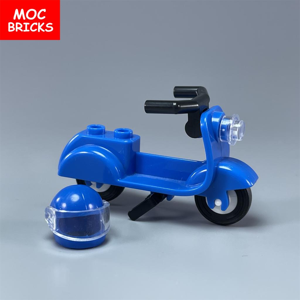 Briques de Construction Moc Non Toxiques Ville Sports Équitation Vélo Trottinette Moto Casque Assemblage Blocs de Construction Compatible Avec 15396C01 Jouets Cadeaux Enfants