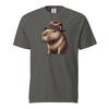 Retro Illustration of A Capybara Wearing A Fedora Unisex Tshirt Unisex and Unisex Wearing The Same Pure Cotton Print