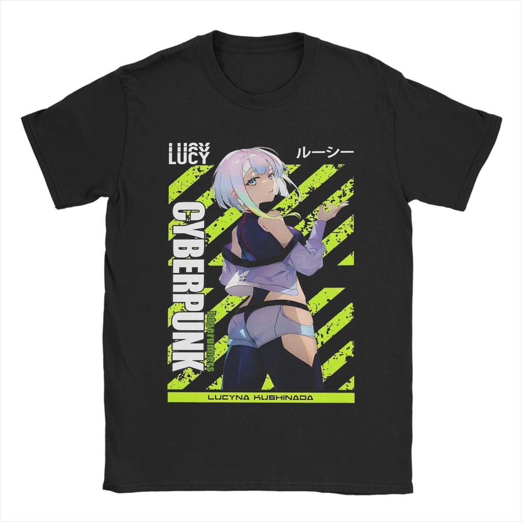 Rebecca Anime Cyber Edgerunner TShirt Men Cotton Clothing Kawaii Cartoon Round Neck Short Sleeve1 Graphic T Shirts