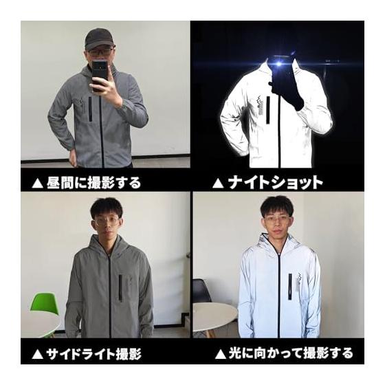 [Arashiyama] Super Reflective & Light Waterproof Windbreaker Jacket for Running & Cycling, with Adjustable Hood, for Mountain Climbing & Festivals,