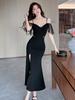Women's Sexy Black Evening Dress - Elegant, Slim-Fit Summer Banquet Fashion
