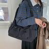 Korean Plaid Canvas Crossbody Bag Large Capacity Casual Shoulder Bag Multicolor Tote Bag For Women Commute Striped Messenger Bag