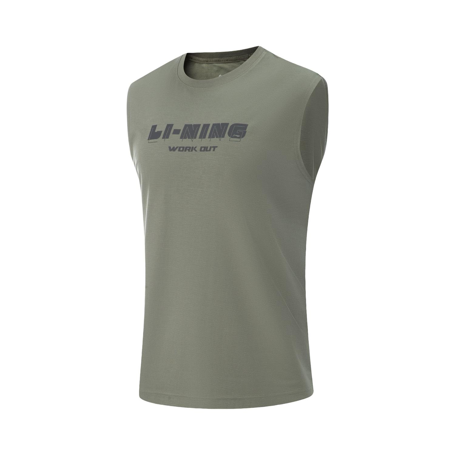 Li-Ning Antibacterial Quick-Dry Cool Loose Round Neck Vest Men tops AVSV131-1 XL