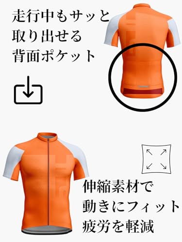 Renrock Men's Short Sleeve Cycling Jersey, Breathable, Quick-Drying, Stretch, Cycling Wear for Road Bikes and MTB, Summer, Spring, and Autumn, Lightwe