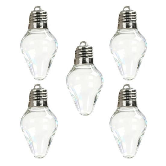 Christmas Bulb Gift Jar Clear Plastic Fillable Light Bulbs Shape Ornaments