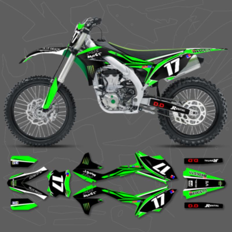 DSMTECH Graphics Background Decals Stickers kits For Kawasaki 2016 2017 2018 KXF450 KX450F 008