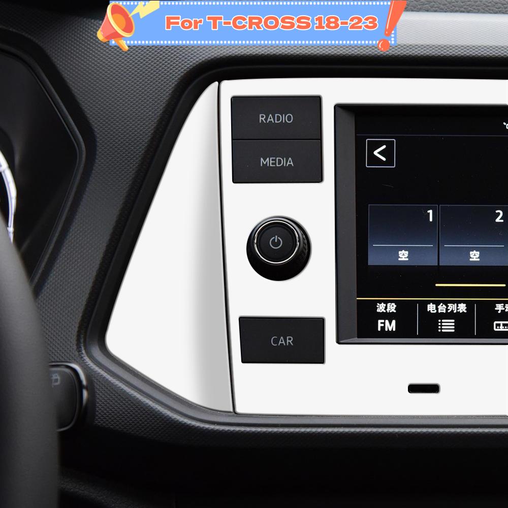 3Pcs Stainless Steel Car Navigation GPS Panel Frame Cover Sticker Trim for Volkswagen VW T-Cross Tcross 2018 - 2023 Interior Accessories