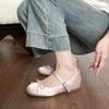 Flat-bottomed ballet single shoes women's inner height increase bow word belt Mary Jane shoes