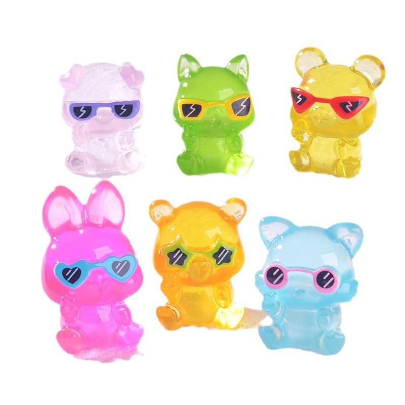 Sunglasses Animal Garden Glow-in-light Small Ornaments Cute Little Rabbit Bear Resin Accessories