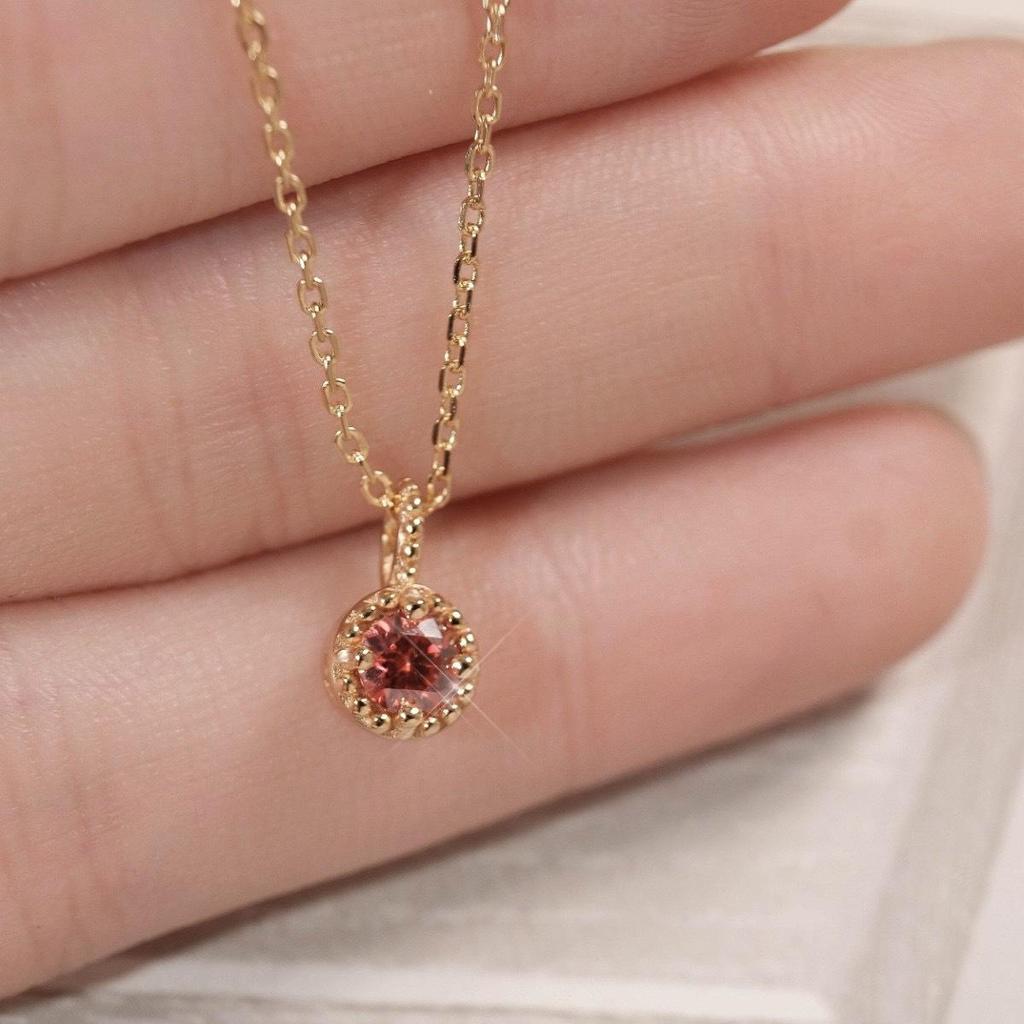 Vintage Náhrdelník s príveskom Červená ruža a zirkón - Striebro S925, Pozlátený 18K zlatom, Jednoduchý diamant, Všestranný ženský temperament