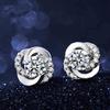 Sterling Silver Stud Earrings Women'S Versatile Tide-Plated Platinum Earrings Personality Temperament Four-Leaf Clover Exquisite Light Luxury Earrings