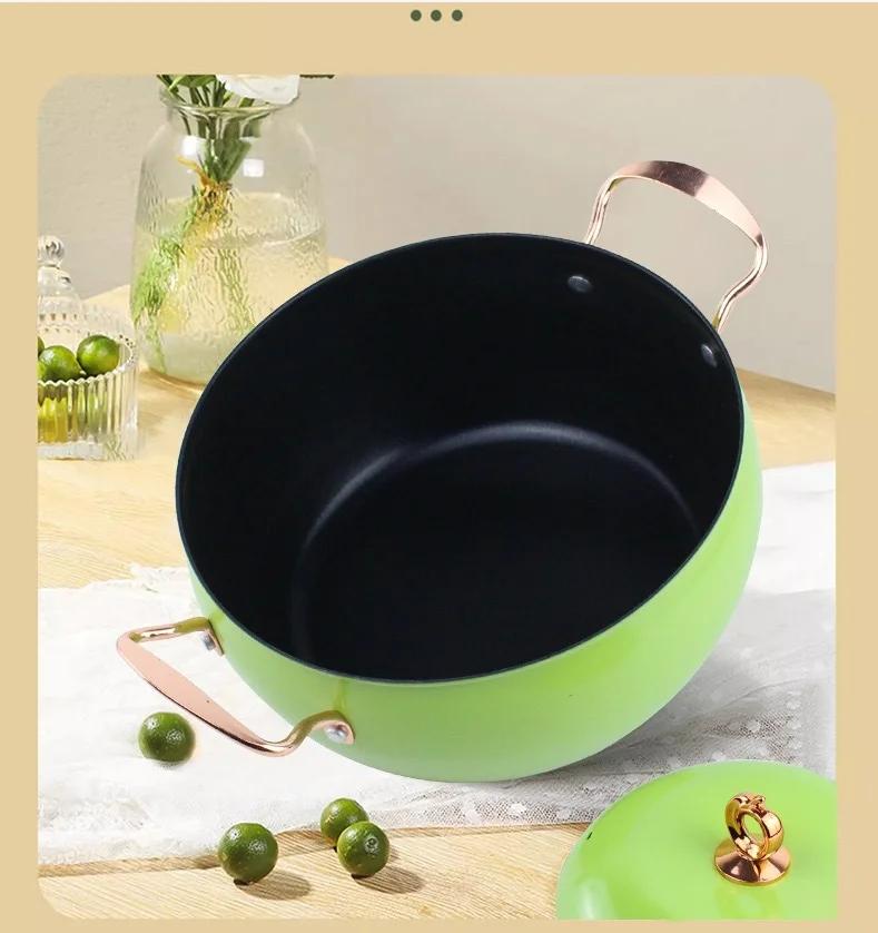 Double Ear Stew Pot,Large Capacity Non-Stick Cooking Pot, 8L, Fine Iron,  Home Health Pot, Apple, New