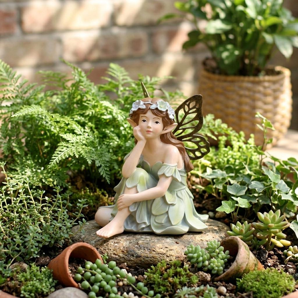 Resin Vintage Fairy Statue For Outdoor Garden Decoration Spring Summer Flower Pot Design