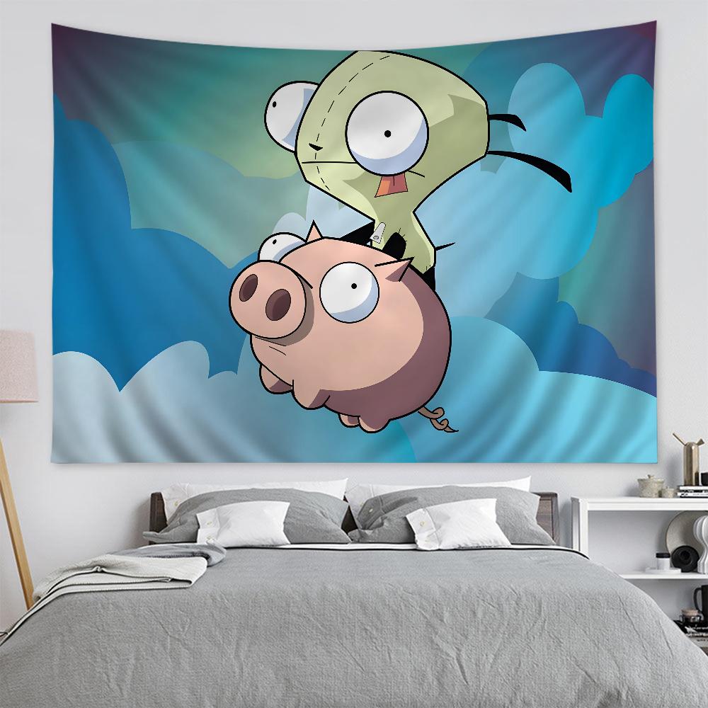 

Invader Zim Cartoon Anime Tapestry Hanging Tarot Hippie Wall Rugs Dorm Wall Hanging Sheets 50x70cm