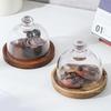 Elegant Wooden Cake Stand with Glass Top Multi Functional Serving Plate for Snacks Dessert Presentation Tray