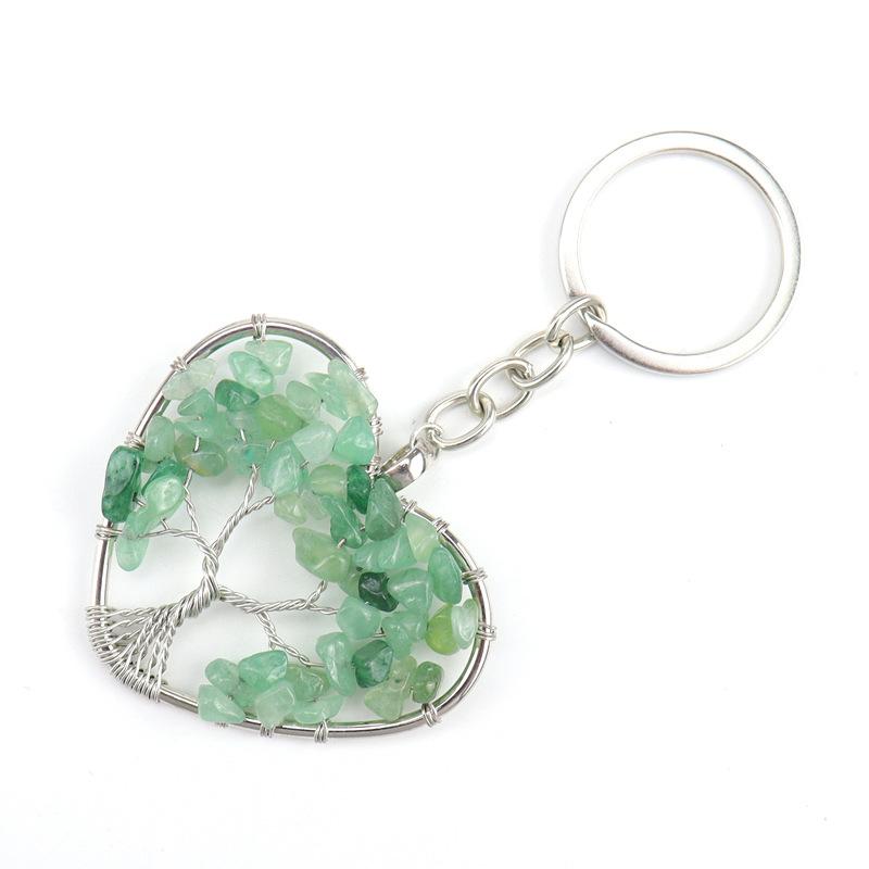 Crystal Gravel Peach Heart Tree Of Life Keychain Heart Bag Pendant K06 Graduation Gift Car Key