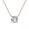 Real S925 Silver Solitaire Zirconia Pendant 14K Gold Plated Elegant Women Necklace Wedding Jewelry for Girls