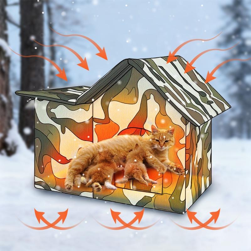 Stray Cat Dog House Cat Kennel Oxford Cloth Cat Warm Tent Kennel for Small Pets Winter Outdoor Cold Proof Waterproof Detachable