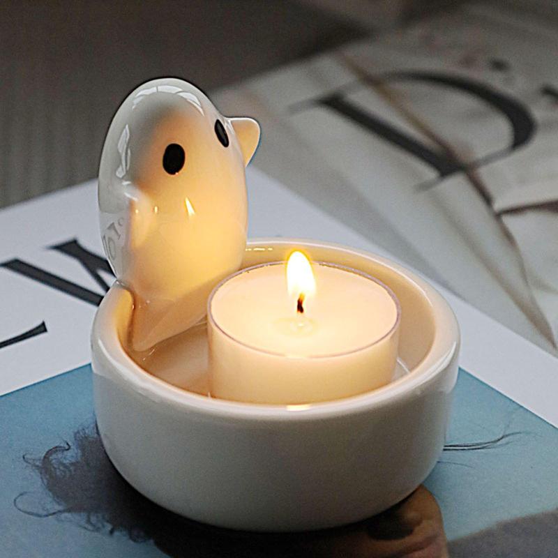 DIY Ghost Candlesticks Silicone Mold for Creative Halloween Resin Candle Holder Handmade 3D Ghost Shape Mold