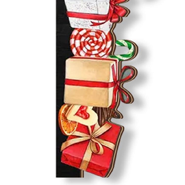 Decorative Holiday Wooden Door Ornament Santa and Gift Designs Festival Home Decoration Handmade Accessory