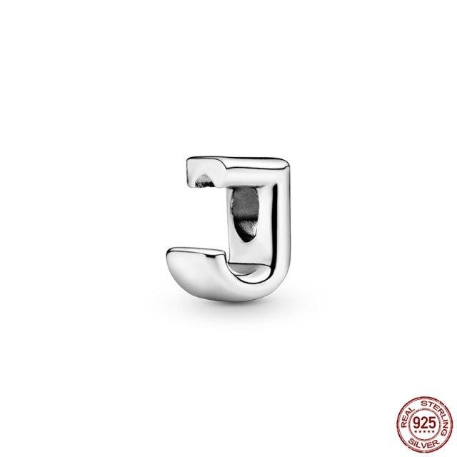 

100% натуральная подвеска из стерлингового серебра 925 пробы, памятная буква серии A-Z, бисер, оригинальный браслет-подвеска Panjia, ювелирные изделия