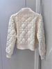 Haute Couture French D Cashmere Blend Diamond Pattern Zip-Up Cardigan Women's Knitwear
