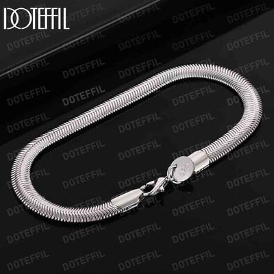 925 Sterling Silber 6mm Flache Schlange Kette Armband Modischer Hochzeitsschmuck