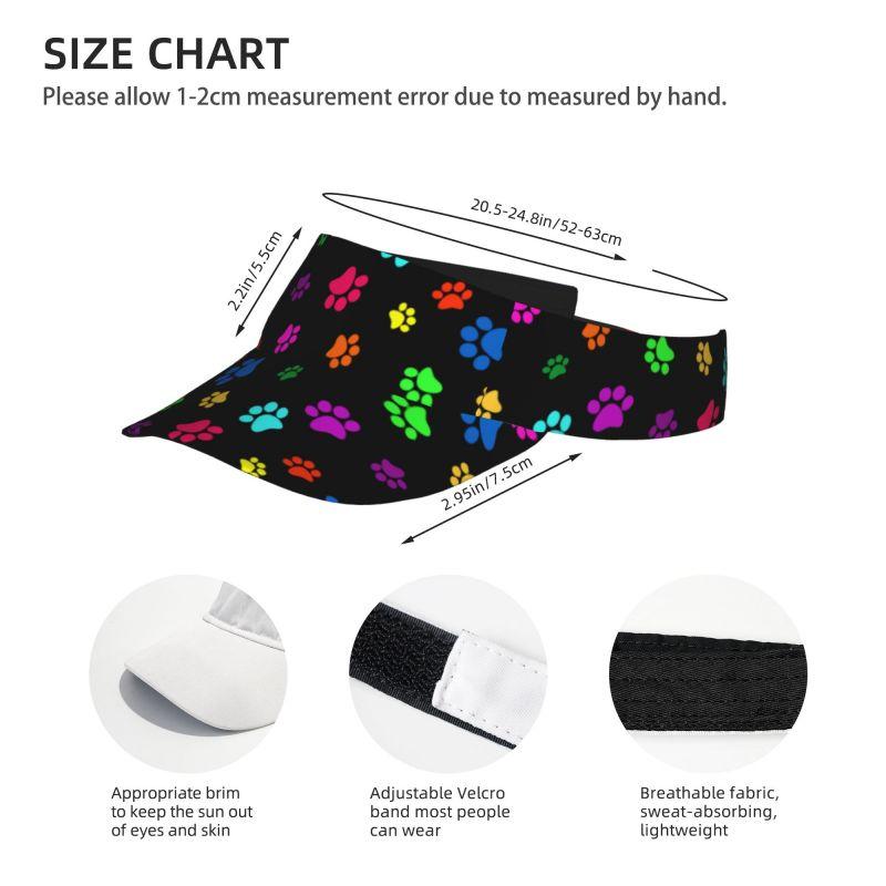 Cute Paw Dog Watercolor Pattern Sports Sun Visor Hat Women Men Paw Baseball Hat Adjustable Wide Brim Cap for Hiking Camping