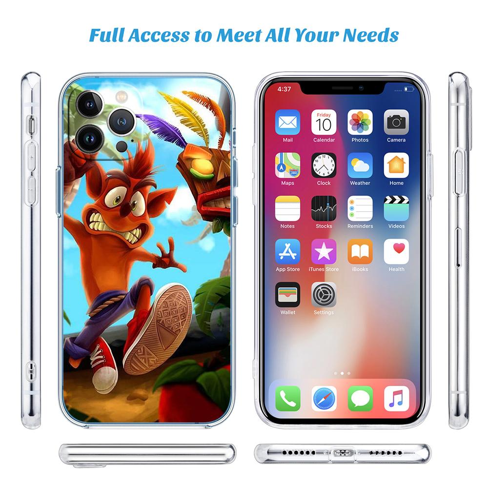 AQ31 Crash Bandicoot Soft Shell Transparent Phone Case for Motorola Moto G7 G8 G9 G84 G85 G73 G24 G15 Z2 Play Power Plus