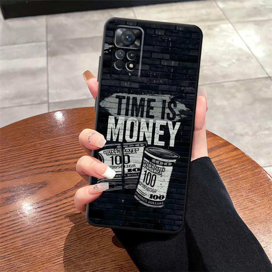 Case for Xiaomi Redmi Note 10S 9S 14 10 11s 12s 7 8 9 11 13 Pro Plus 12 Pro Funda Phone Cover Time Is Money Printed