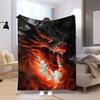 Majestic Dragon Fire Fantasy Throw Blanket Cozy Plush Decor for Gothic Bedroom Couch Mythical Monster Art Bed Cover