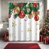 Christmas Shower Curtain Xmas Balls Shower Curtains For Bathroom Decorations Pine Trees Stars Bathroom Curtain Christmas Holiday