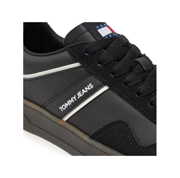 Мужские кроссовки Tommy Jeans Кожа retro cupsole em0em01414 чёрные