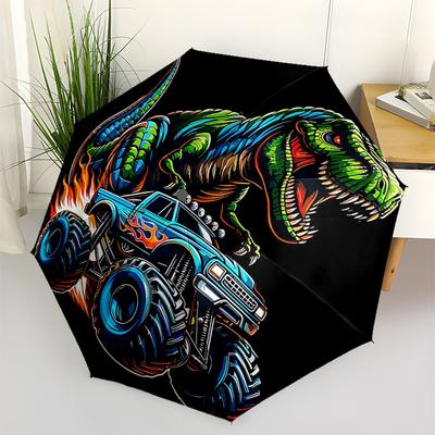 Monster Truck Themed Travel Umbrella 8 Ribs Automatic Opening and Closing,Portable Folding Design,Compact and Stylish Umbrella Suitable Fo