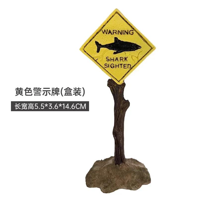 Aquarium Harz Ornamente Dekorative Ornamente Simulierte Hai Warnschilder Fisch Landschaft Zubehör Becken Aquarium Hintergrund