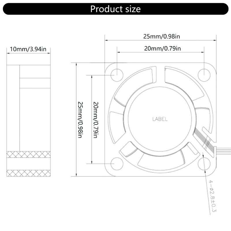 Hotend Cooling Fan 2510 Double Bearing Brushless Fan 15000rpm 5V Fan 25x25x10mm Cooling Fan for P1P P1S X1 X1C Printer
