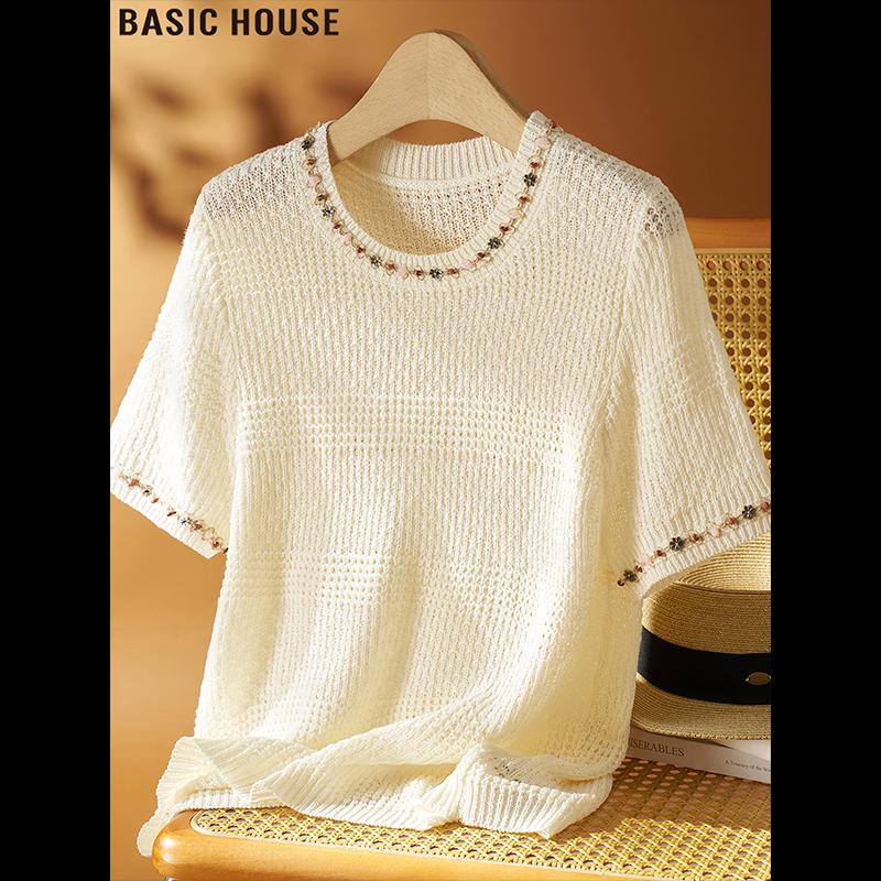 Basic House Women s Apricot Knit Short Sleeve T-Shirt XL