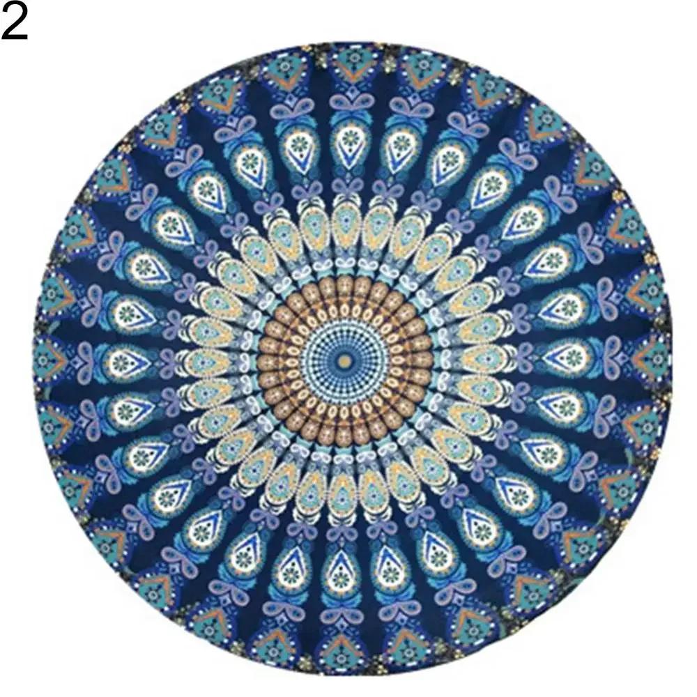 Nagy felnőtt Mandala Strandtörölköző Vintage Kerek Chiffon Napvédő Sál Strandtörölköző Kültéri Jóga Piknik Szőnyeg 60x60cm gray