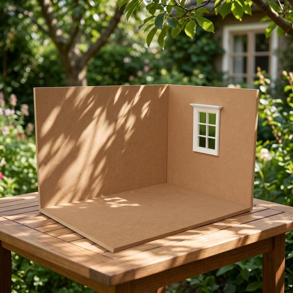Dollhouse Room Backdrop Board 1:12 Scale Miniature Scene with Window