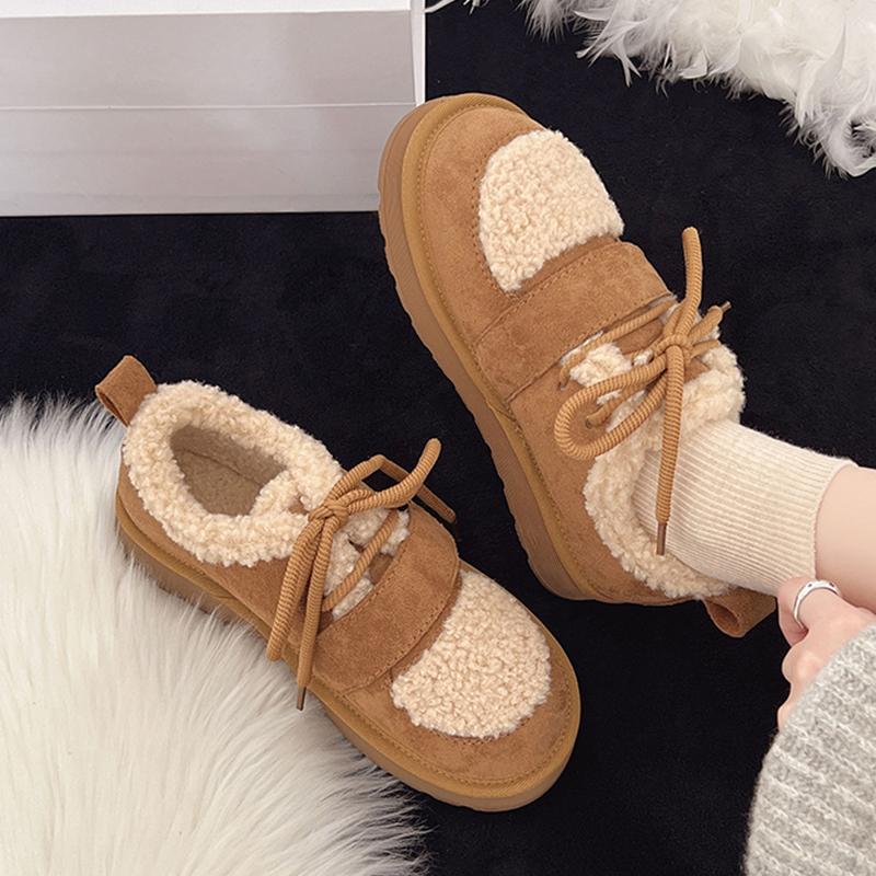 Fur Women's Cotton Shoes Flats Suede Fashion Warm Snow Boots   Brand Comfort Sport Shoes  Running Winter Boots Ladies