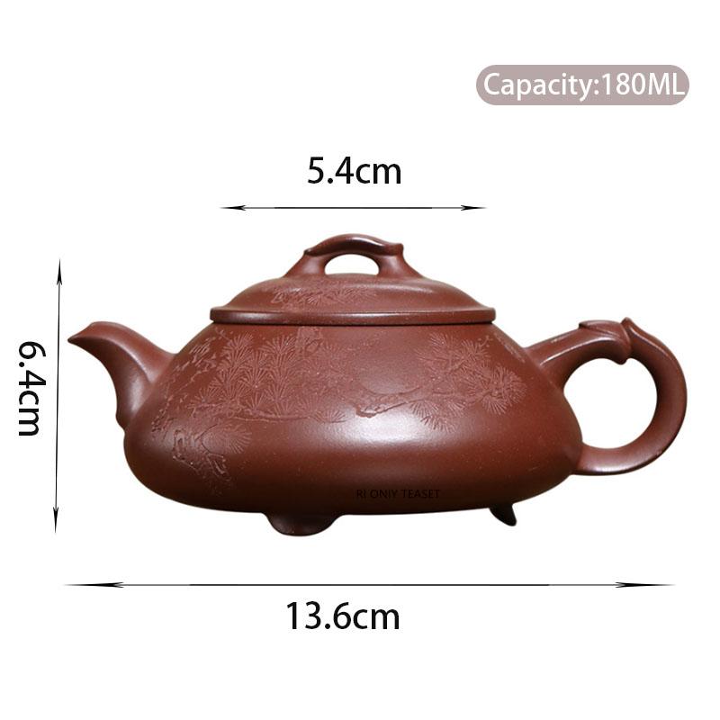 

180ml Chinese Yixing Purple Clay Teapots Hand-carved Pine Trees Tea Pot Beauty Tea Infuser Kettle Handmade Zisha Teaware Gifts