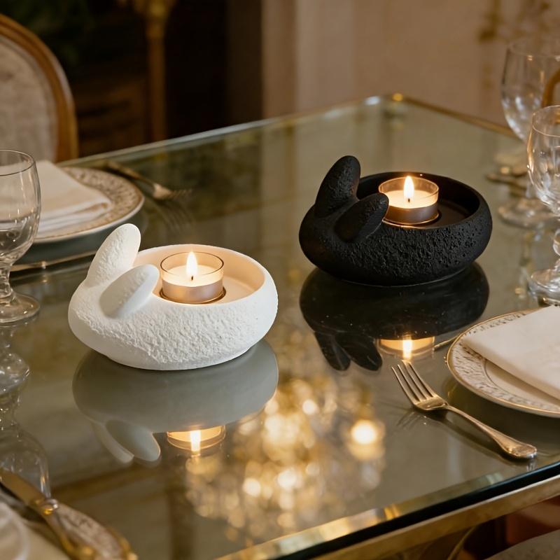 2pc Creative Rabbit Candle Holders 3D Printed Desktop Home Room Decor Simple And Elegant Classic Design Birthday Holiday Gifts