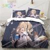 Genshin Impact Anime Printed Bedding Set Single Twin Full Queen King Size Bed Set Adult Kid Bedroom Bedding Gift