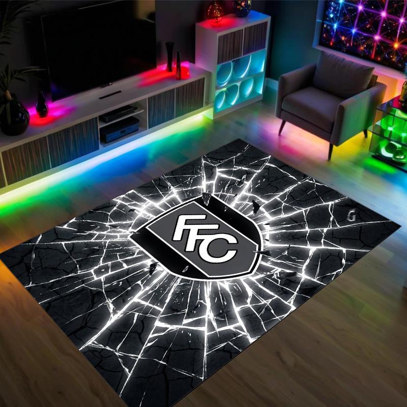 Fulham Football Design Crystal Velvet Carpet Cozy Non?Slip Printed Rug For Bedroom Living Room Entrance