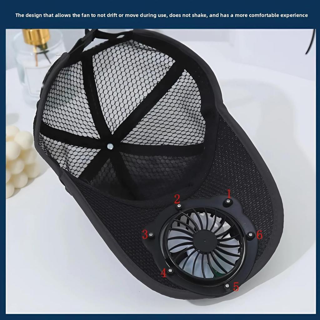 Solar Rechargeable Fan Baseball Cap, Spring And Summer Sun Visor Cap, Cap