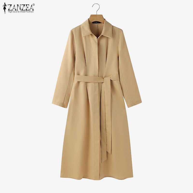 ZANZEA Lässige Bluse mit Umlegekragen und 3/4-Ärmeln für Damen in Volltonfarbe