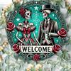 Vintage Day of the Dead Metal Sign 8x8 Inch Round Tin Plaque for Home Bar Wall Decor